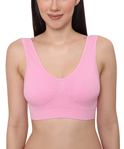 Image of GLAMORAS Women Nylon Elastane Lightly Padded Non Wired U Back Sports Bra | Seamless Stretchy Low Impact Yoga Workout Bra with Removable Pads - Size- Small to 4XL