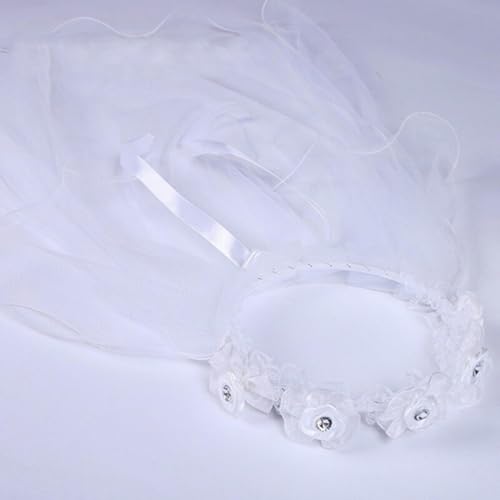 Rexcp The First Communion Veil,Lace Wedding Dress with Two Layers of Perfect Accessories for The Sacred Ceremony(Rose Red 1).4