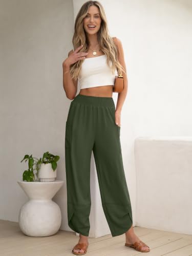 Image of ANRABESS Womens Wide Leg Palazzo Capri Barrel Pants