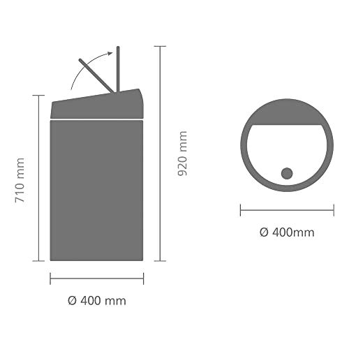 Image of Brabantia 16 Gallon Large Kitchen Touch Top Trash Can (Soft Beige) Removable Lid, Soft-Touch Open Garbage Can