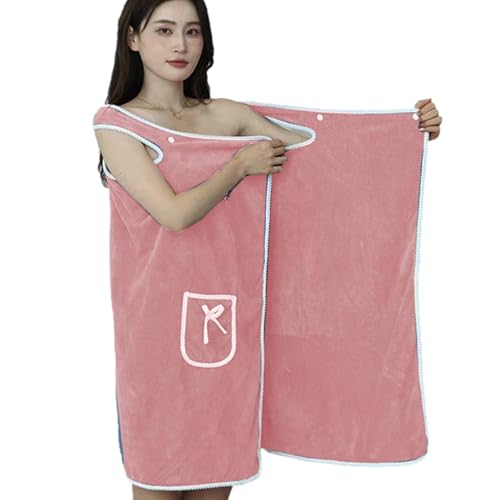 Albornoz para mujer, toalla de baño, vestido envolvente de toalla de baño, forro polar coral con bolsillo, albornoz de ducha portátil con toalla de baño, albornoz de baño para ducha corporal