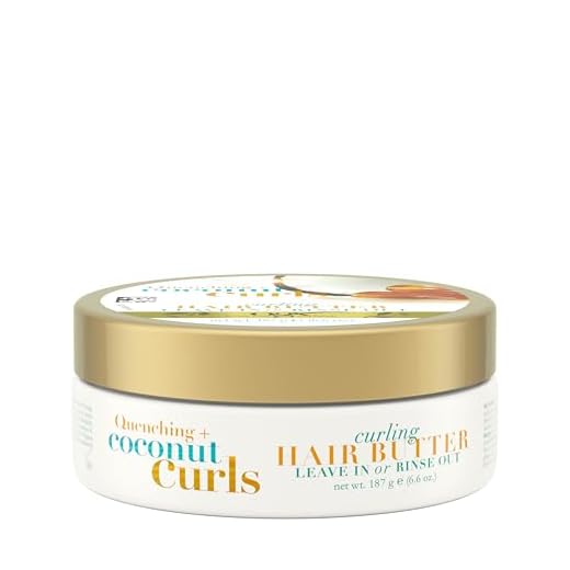 OGX Quenching + Coconut Curls Curling Hair Butter, Deep Moisture Leave-In Hair Mask & Treatment with Coconut Oil, Citrus Oil & Honey, Paraben-Free and Sulfated-Surfactants Free, 6.6 oz