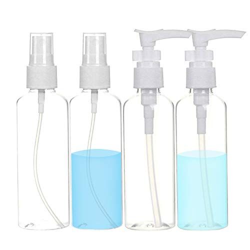 Preisvergleich Produktbild Qeekzeel Transparente Plastik Sprühflaschen, Leer Feinen Nebel Sprühflasche,Zerstäuber Parfumzerstäuber Tragbare Reisen Flaschen leere pumpflasche zum befüllen 100ml(4 Stück)