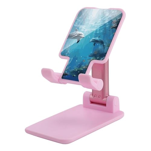 Support de téléphone de bureau réglable et pliable motif poisson sous-marin bleu