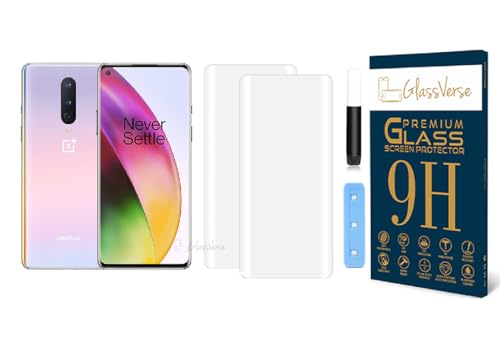 Image of GlassVerse 8 UV Tempered Glass Screen Protector. Pack Of 2 | 3D Curved Edge | 9H Hardness | Full UV Glue with UV Light | Anti-Scratch | Case Friendly | HD Clear. (6.55 Inches)