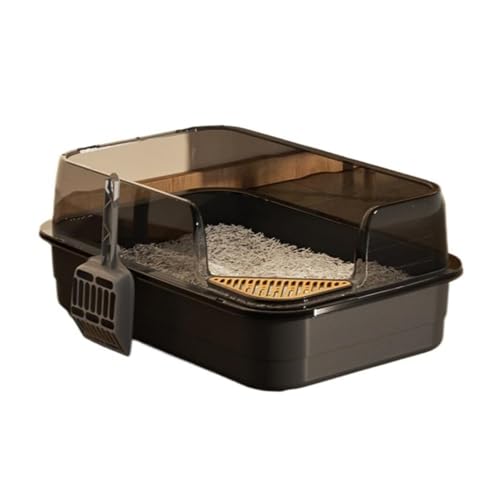 Caja de arena para gatos semi cerrada grande color negro miniatura 1