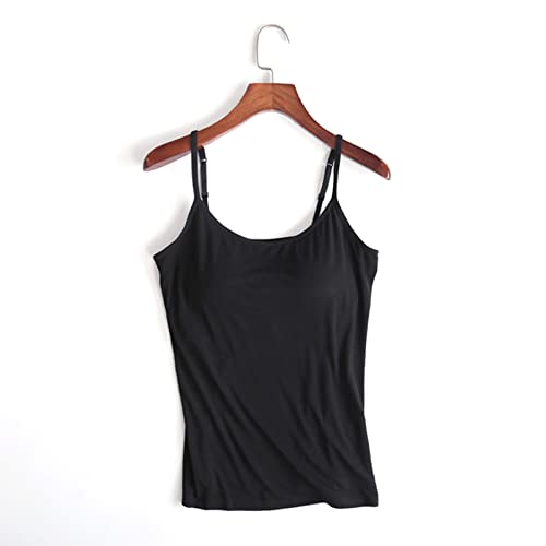 Valink Sommer Damen Tank Tops mit Eingebautem Regal-BH, Frauen Camisole Tops in BH Hals Weste Gepolstert Slim Fit Tank Tops Cover