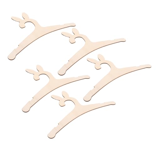 WOONEKY 5PCS Bunny Ear Wooden Hangers for Creative Clothing Storage for Nursery Organization Fun for Woodland Themed Rooms Activities