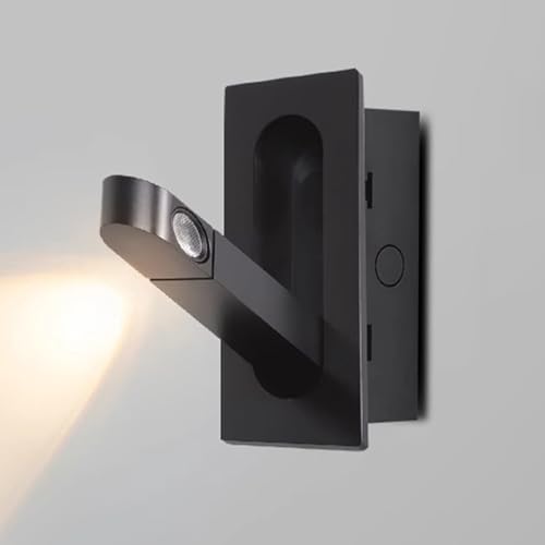 RXPVUXE Lámpara De Lectura Empotrada Moderna, Lámpara De Cabecera LED Montada En La Pared De 5 W, Aplique De Pared De Cabecera Ajustable con Luz Cálida De 3000 K(Black)
