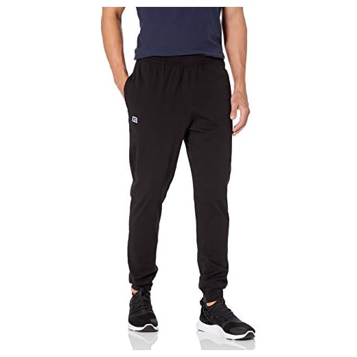Russell Athletic Men's Jersey Cotton Joggers with Pockets, Black, X-Large