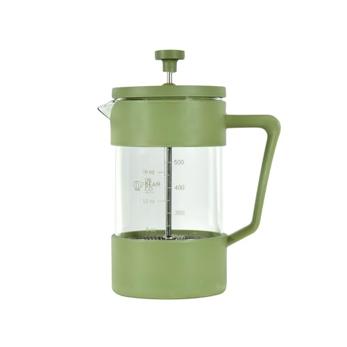 Image of THE BEAN CO French Press Coffee Maker 600 ml | Heat Resistant Borosilicate Glass | 4 Level Filteration (Green)