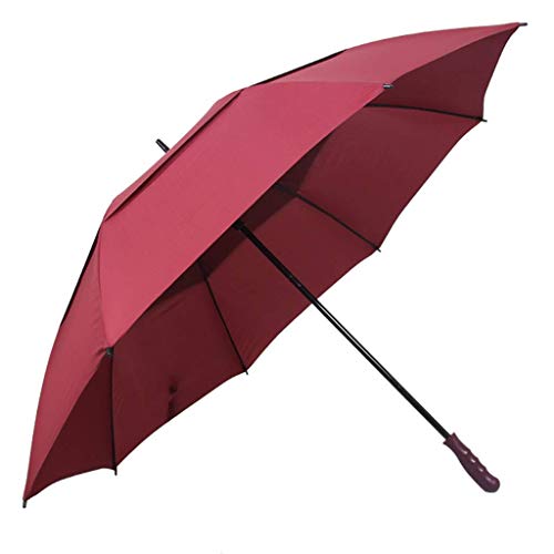 Parapluie de golf double résistant au vent grand manche renforcé rouge