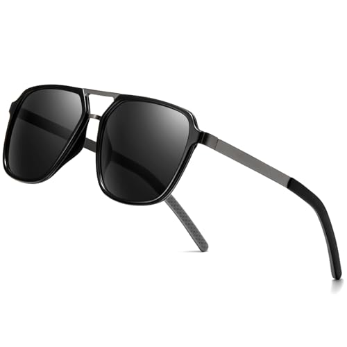 Oversized Retro Aviator Sunglasses for Men Polarized Trendy Rectangle Shades 80s 90s Sun Glasses