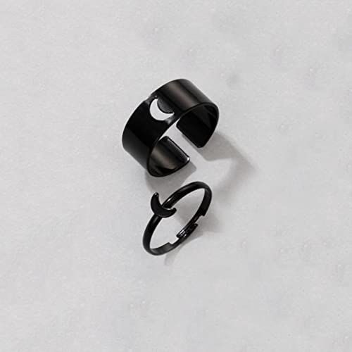 GJGFKO Vintage Animal Animal Butterfly Star Star Moon Cœur Anneaux Ouverts pour Femmes Girls Bijoux Gothiques 2pcs Punk Black Couple Couple Set-Resizable,Design 5 Cover