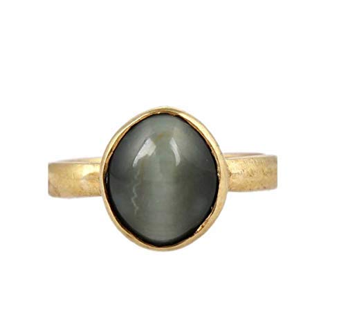 Bague d'Asthdhatu d'Oeil de Chat Vert avec reflets chatoyants Frienemy-372