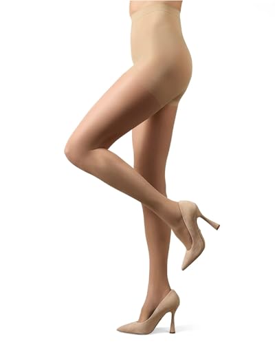 Image of MeMoi Control Top Crystal Pantyhose for Women, Breathable Sheer Tights, Control Top Sheer Stockings, Comfortable Panty Hose