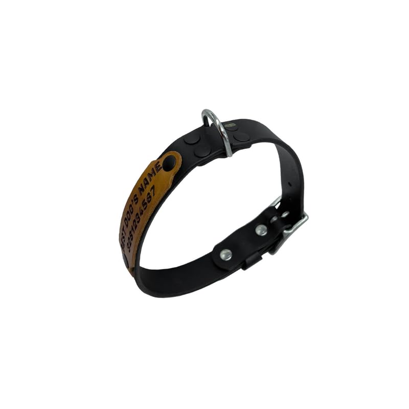 ENDS CUOIO Collare Cane Personalizzabile in Pelle Vero Cuoio, Collare Personalizzabile per Taglia Cane Piccola Media Grande, Lunghezza Regolabile - 100% Made in Italy (L, Nero)