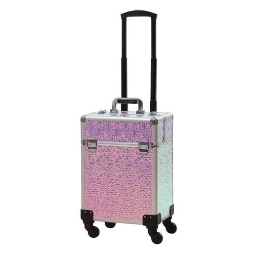CHANNCASE Rolling Makeup Cart with Wheels for Cosmetics Storage, Colorful, Central Hardside Expandable Luggage With Spinner Wheels