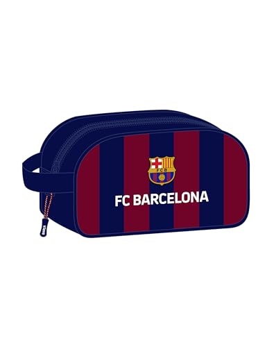 Safta F.C. Barcelona - Neceser Escolar Infantil Mediano con Asa, Neceser Infantil, Adaptable a Carro, Fácil Limpieza, Cómodo y Versátil, Calidad y Resistencia, 26x12x15 cm, Color Azul Marino/Granate