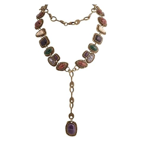MINACHI Layered Y-Shaped Retro Stone Necklace, Boho Personality Jewelry for Women Cover