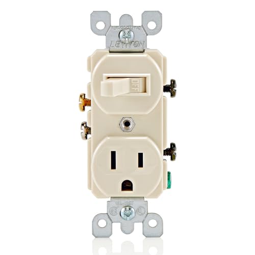 Leviton 15 Amp 120 Volt Duplex Style Combination Single Pole Switch/Receptacle Grounding Light Almond 5225