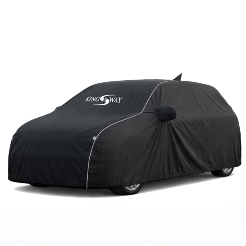 Image of KINGSWAY Super Waterproof Car Cover Only with Hyundai i20 (Year 2020 Onwards - All Model) | Mirror and Antenna Pockets | All Weather Car Body Cover with Silver Piping | Black