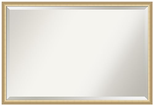 Amanti Art Gold Bathroom Mirror for Over Sink, 26x38 Florence Gold Rectangle Vanity Mirror, Large Casual Frame, Hangs Horizonally and Vertically, Bathroom Wall Decor, Beveled Edge