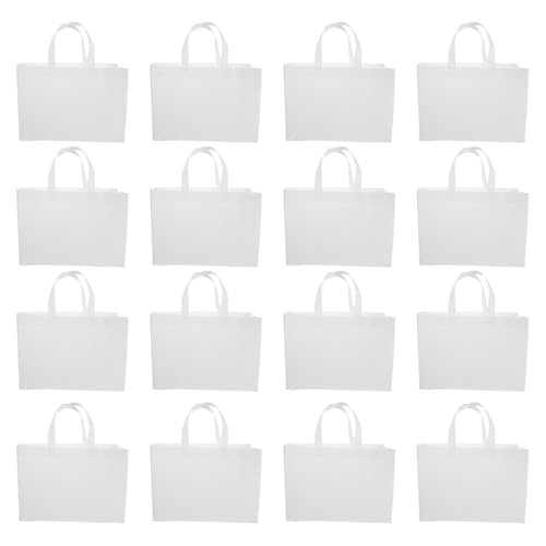 Lot de 30 cabas réutilisables en tissu non tissé blanc avec poignées