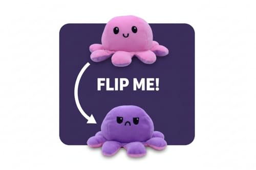 Image of Octopus Reversible Plushie Toy, Gift for Birthdays & Special Occasions Girls and Adults, Gift for Girlfriend, Mood Expression Soft Toy(18cm) (Pink-Purple)
