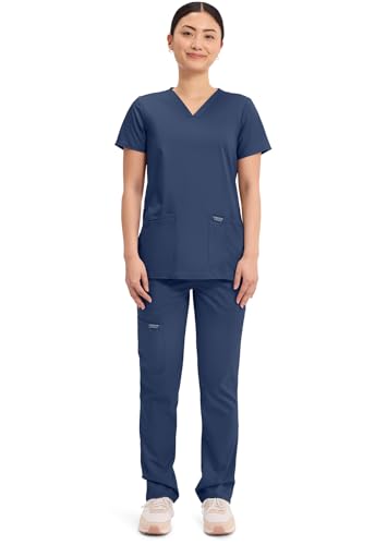 Uniforme médical Cherokee WW620 avec pantalon droit WW110 bleu marine pour hôpital