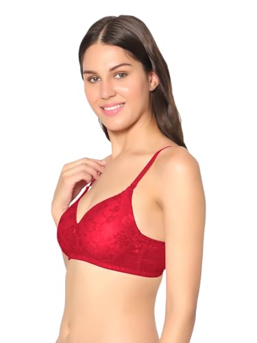 Image of SONARI Demi Cup Bra | Padded, Lacey net, Comfortable Nylon Material, Non Wired, Removable and Adjustable Bra Straps, Demi Cup, Hook and Eye Closure, Hand Washable - Soda