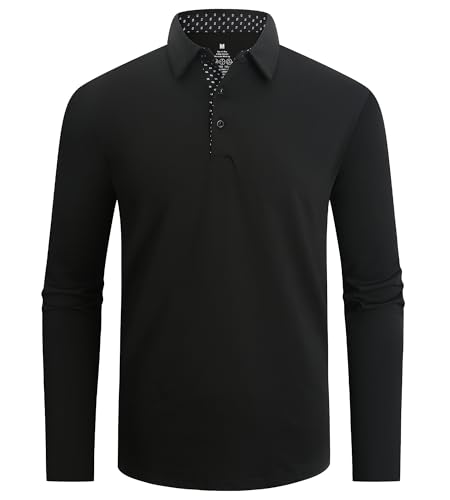 SAMERM Men's Golf Shirts Long Sleeve Casual Polo Shirts for Men Moisture Wicking UPF 50+ Lightweight Workwear Office