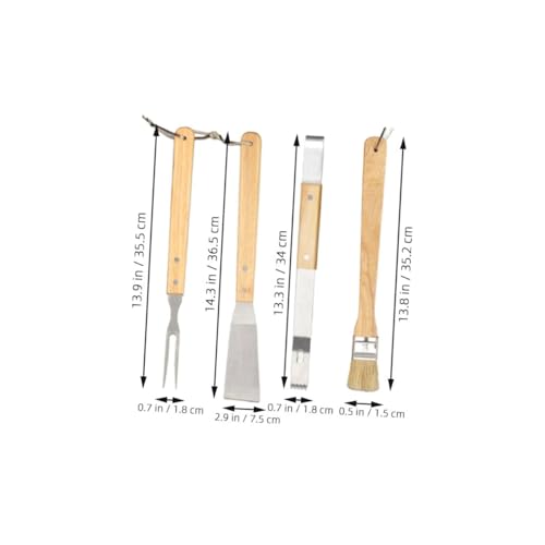 Set portátil de 10 piezas para parrilla de acero inoxidable con mango de madera miniatura 2