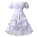 Kobiety Off Ramię Sukienka Punk Style Krótki Rękaw Regulowany Klub Gothic Steampunk Gorset Sukienki (Color : White, Size : Large)