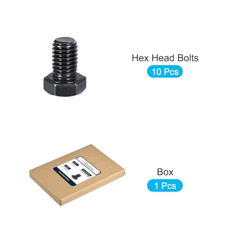 Image of METALLIXITY Hex Head Bolts (1 /2-13 x 3 /4 inch) 10Pcs, 304 Stainless Steel 18-8, Fully Threaded, External Hex Drive, Hex Head Screw Bolt, Black Oxide