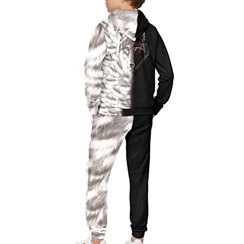 Xhuibop Wolf Boys 2 Piece Sweatsuits Hoodie and Jogger Pants for Kids Tracksuits for Girls Size 10-12 Long Sleeve Jogging Pants Matching Sets Sweatpants and Sweatshirt4