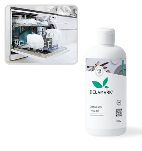 DELAMARK Limpiador líquido para lavavajillas, platos espumosos y secado rápido, sin olor, fórmula biodegradable de 500 ml