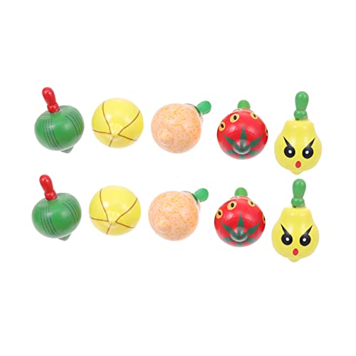 GALPADA 10 Pack Wooden Spinning Tops - Colorful Fruit-Shaped Gyroscopes for Fun and Engaging for Playtime and Learning Activities Perfect Present for