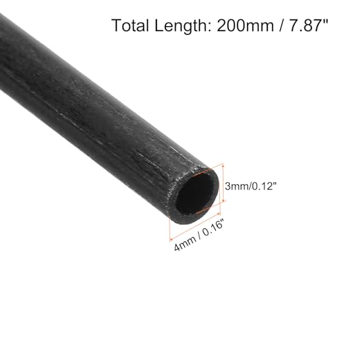 QUARKZMAN 4 Stück Kohlefaserrohr 3 x 4 x 200mm Pultrudierte Kohlefaserrohre für RC-Flugzeug Drachenflügelrohr Quadcopter-Arm