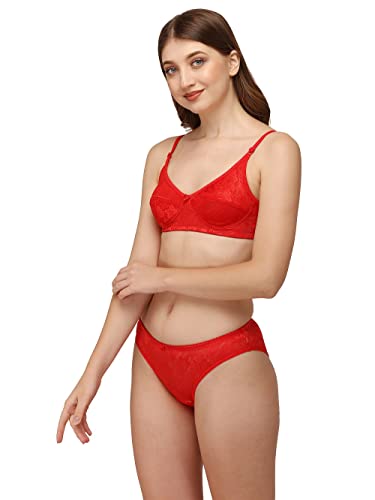 Image of Women Cotton Bra Panty Set for Women Lingerie Set Bra Panty Set for Women with Sexy Bra Panty Set for Women Innerwear Pack of 1 Sets Color:-Pink