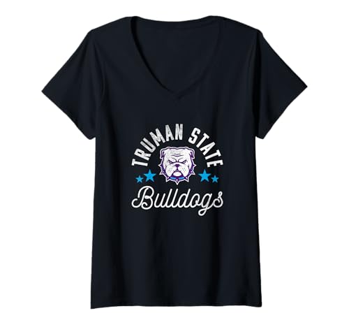 Womens Truman State University Bulldogs Logo V-Neck T-Shirt