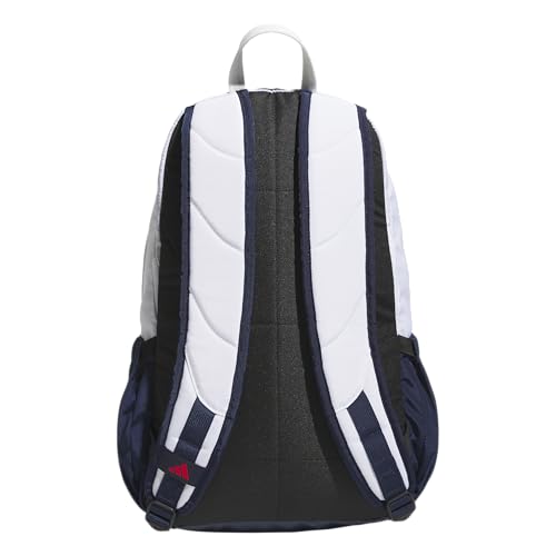 Image of adidas Defender 5 Backpack for Sports, Gym, School and Travel, 33L, White /Night Indigo /Pure Ruby Red, OSFA