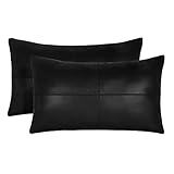 QAWACH Lambskin Leather Rectangle Pillow Cover - Sofa Cushion Case - Decorative Throw Covers for Liv