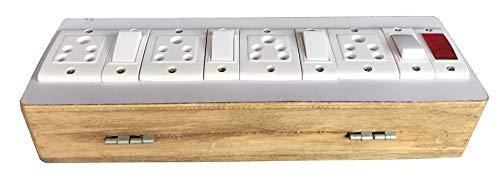Image of Electric Extension Wooden Board (1 Meter 3Core Wire) (4 Sockets 4 Switch & Indicator-4x12x2)