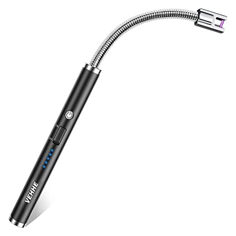 VEHHE Candle Lighter, Electric Rechargeable Arc Lighter with LED Battery Display Long Flexible Neck USB Lighter for Light Candles Gas Stoves Camping Barbecue Cover