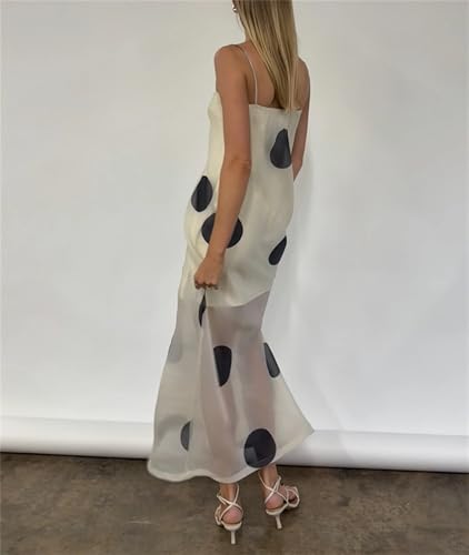 Image of Yuemengxuan Boho Maxi Dresses for Women Spaghetti Strap Flowy Smocked Long Dress Casual Summer Vacation Beach Maxi Dress