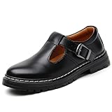 Mary Jane Shoes Women Platform Non-Slip Classics Round Toe Ankle T Strap Comfort Casual Oxford Dress Work Mary Jane Chunky Shoes Black US 8