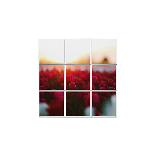 Carreaux céramique décoratif tulipe rouge faïence murale cuisine et salle de bain 32cm