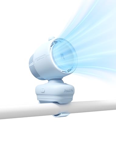 JISULIFE Clip On Stroller Fan 2026-Baby Cool Helper: Smart 120° Auto Oscillation with 100 Speeds, 21H Super-Long Battery, Portable Baby Fan for Crib, Stroller & Bedroom, Gift for Moms-Blue