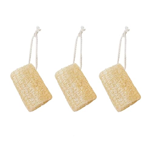 Generic Paquete de 3 estropajos naturales de lufa | Estropajos de cocina y esponjas para lavar platos | Paños de limpieza de aceite antiadherentes, color beige